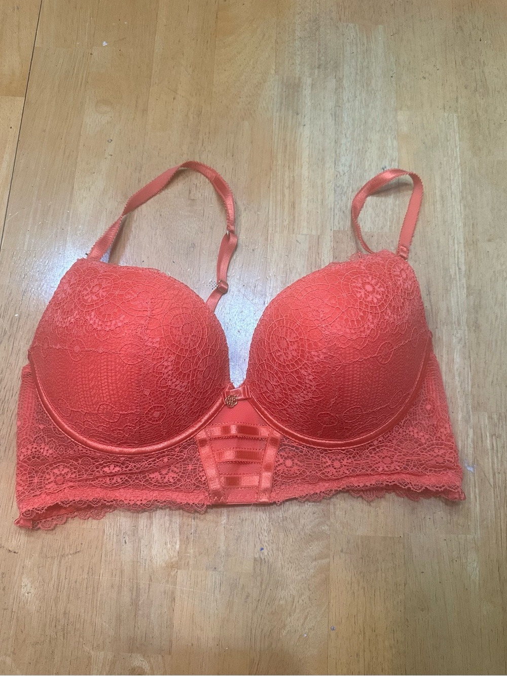 Daisy Fuentes Coral Lace Longline Push-Up Bra